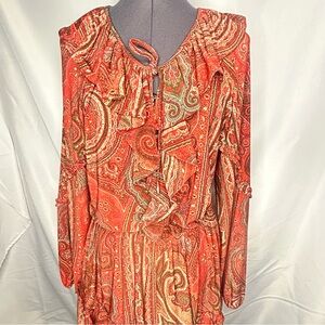 Paisley Ruffle Long Sleeve Dress 8